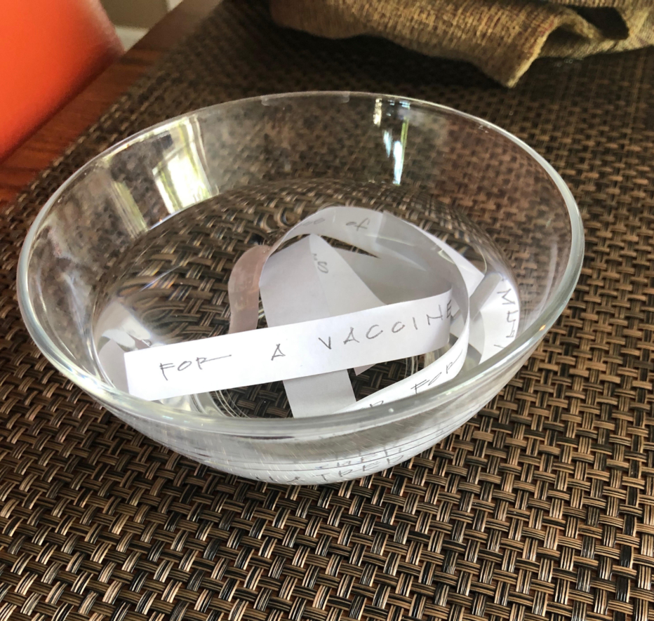 bowl with strips of paper