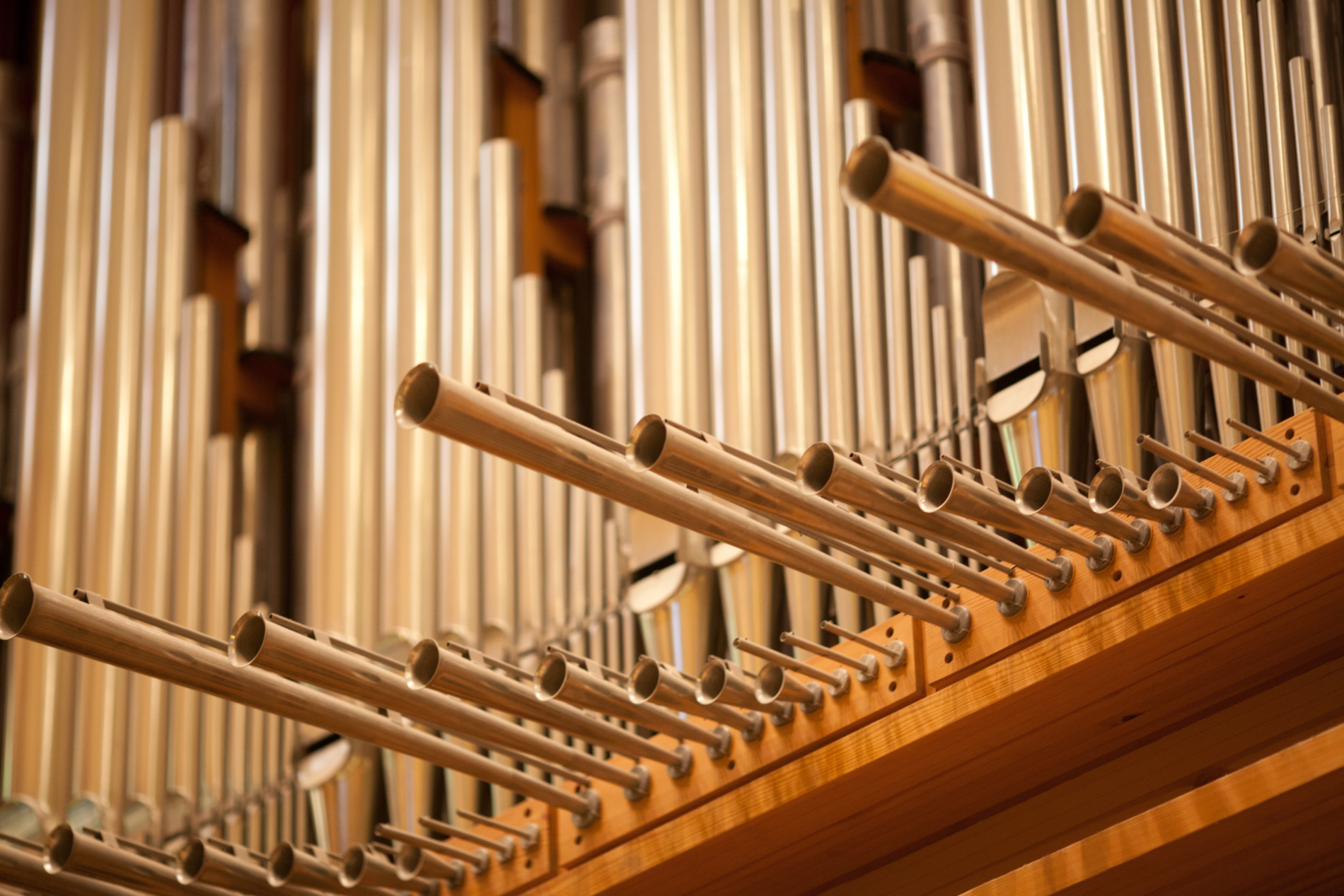 Trumpets and pipes on the First Church organ
