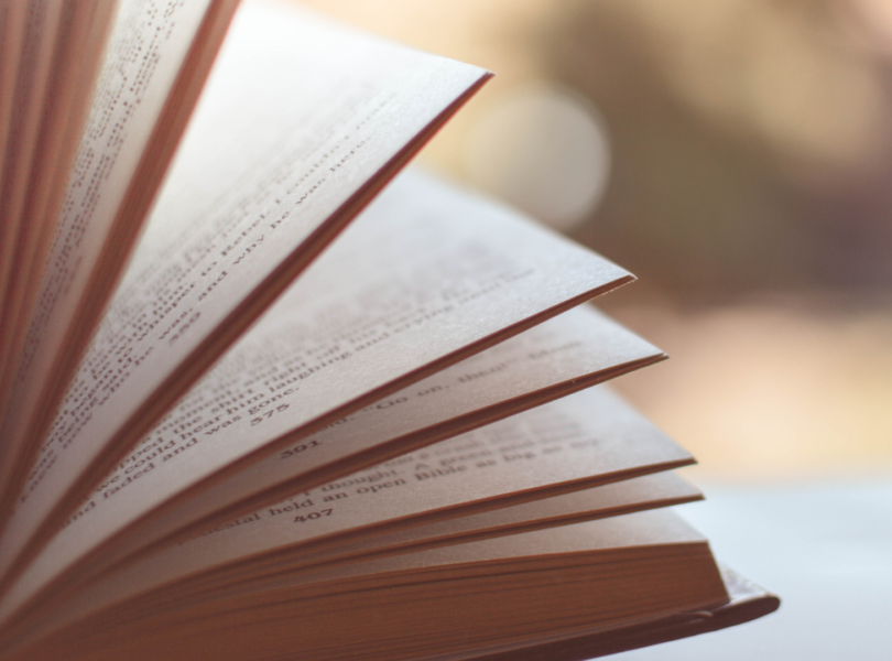 book open on a table